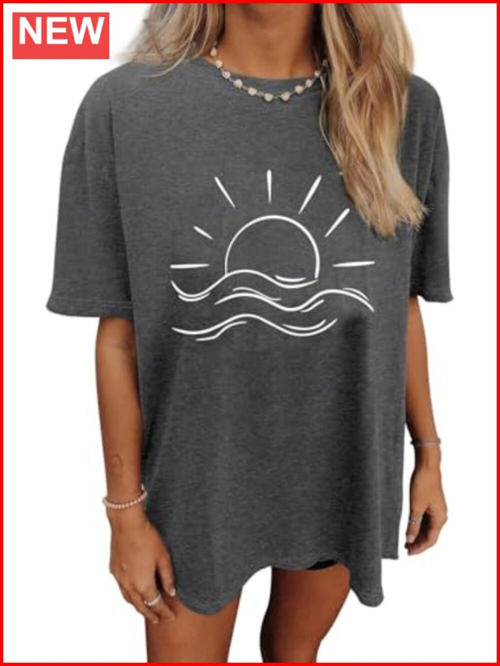 Oversized Cotton Blend Screen Printed Graphic Wildflower Tee
